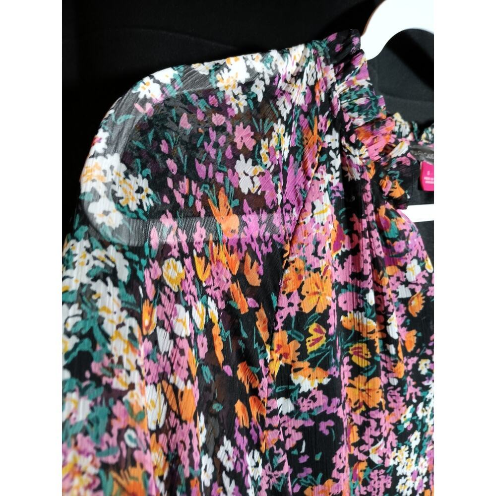 Vince Camuto Small Boho Floral Peasant Mini Dress Prairie Spring Sheer Sleeve - Picture 3 of 4